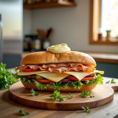 Gourmet Sandwich with Smoked Turkey and Cheese