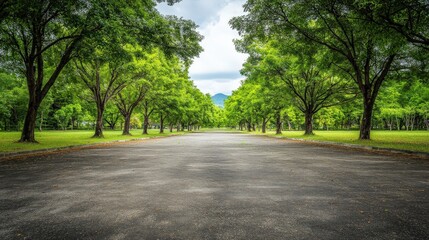 Obraz premium Vibrant Parking Lot Near Historic Site Surrounded by Trees