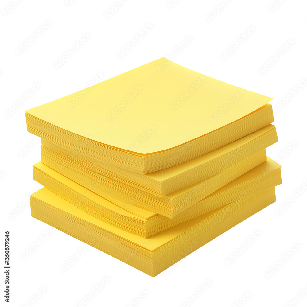 Poster stack of yellow paper sheets for notes or printing material