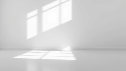 Fototapeta premium Abstract minimalist photograph of sunlight casting shadows on a white wall and floor