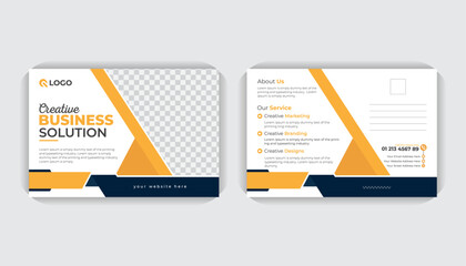 Creative stylish and professional layout Marketing landscape poster, Invitation Design, Corporate business or marketing agency double sided poster. Corporate business postcard template or EDDM design

