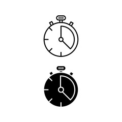 time limit icon. with line style and black fill. isolated on white editable background.