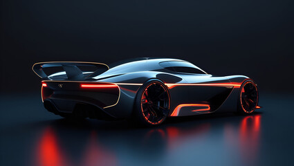 Luxury Futuristic Car with Dramatic Backlighting
