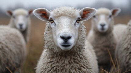 Obraz premium Portrait of a Sheep in a Field