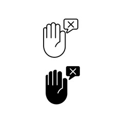 Vector hand cursor icon with warning and stop concept for web design and user interface
