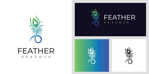 Vector Simple peacock feather logo icon design, beauty animal tail logo idea © Agung