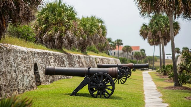 Cannons at Fort Moultrie on Isolated Background