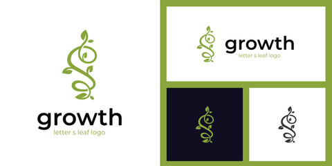 Creative Letter S leaf logo icon design. Green leaf vector logo Design Template