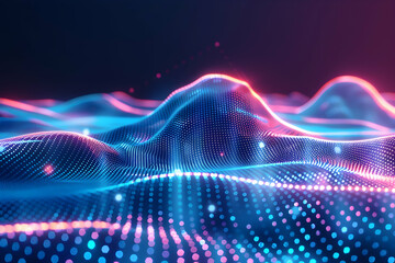 Abstract Digital Landscape With Glowing Dots And Vibrant Colors