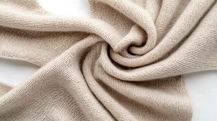 Beige knitted fabric draped