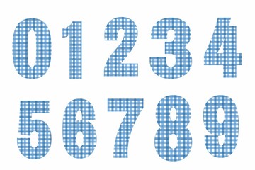 set of numbers, Numbers from 0 to 9 made with check print