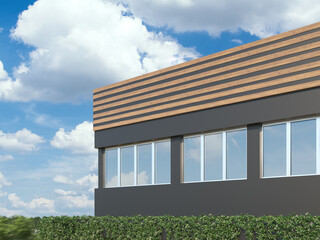 Modern facade building adorned with ivy, ideal for architectural projects, real estate marketing, and environmental themes in design and marketing.