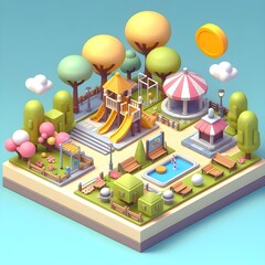 Vibrant Stylized Playground 3D Game Asset