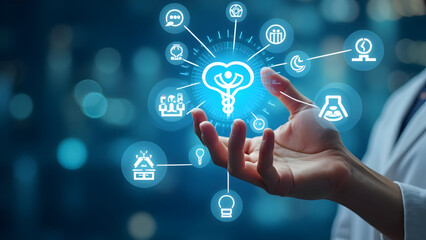 businessman pressing social network icon