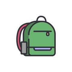 School bag colored icons, minimalist vector illustration ,simple transparent graphic element .Isolated on white background