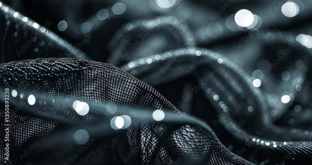 Aufkleber blur of detailed black mesh material with a shimmering quality, showcasing a grid pattern and intric