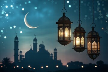 Obraz premium Eid Mubarak colorful luxury Islamic background with decorative ornament