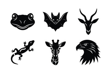various types of world famous animal head silhouette vector illustrations