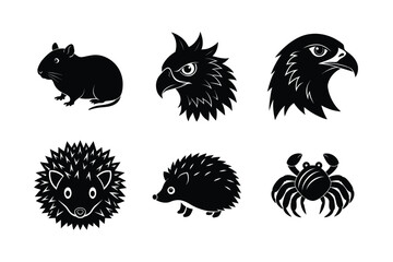 various types of world famous animal head silhouette vector illustrations