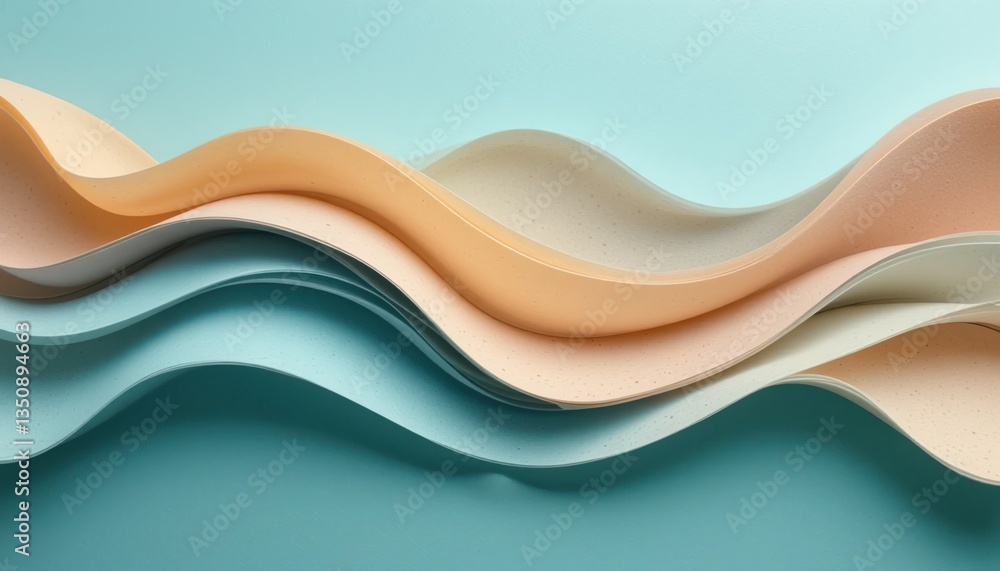 Poster flowing paper waves create textured visuals studio setting abstract photography soft colors close-up