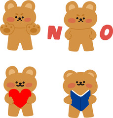 다양한 포즈의 곰돌이 캐릭터