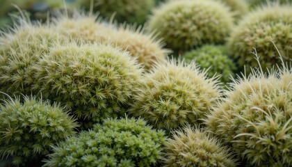 Captivating close-up of unique spiky green plants in nature lush garden environment macro photography serene viewpoint botanical concept