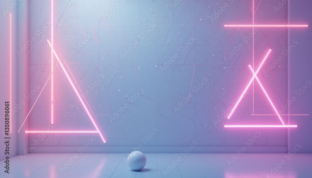 Aufkleber dynamic neon geometry display minimalist space visual art futuristic environment perspective concept