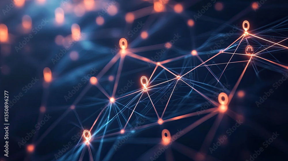 Poster abstract digital network concept with illuminated connection points