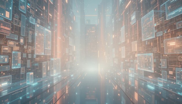 Exploring digital realities futuristic data visualization in a virtual space graphic environment immersive perspective technology concept