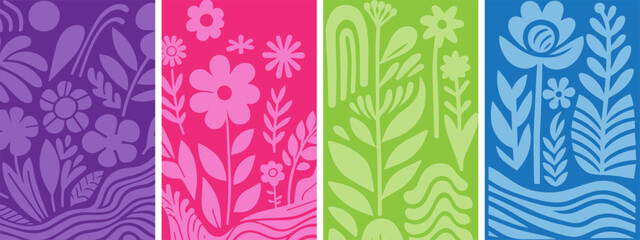 Floral botanic Pattern Backgrounds for Modern Art Prints Posters and Placards.