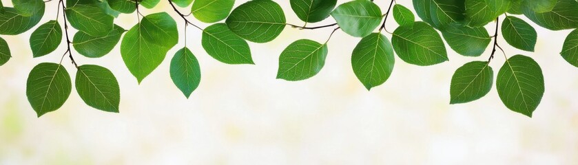 Fototapeta premium A vibrant arrangement of green leaves against a soft, light background, evoking a sense of nature and tranquility.