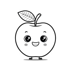 Simple Apples, Outline Style, White Background