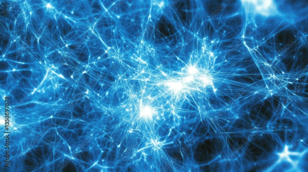 Poster abstract blue light patterns representing digital connections and networks