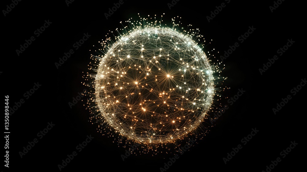 Aufkleber abstract representation of a glowing network sphere in dark background