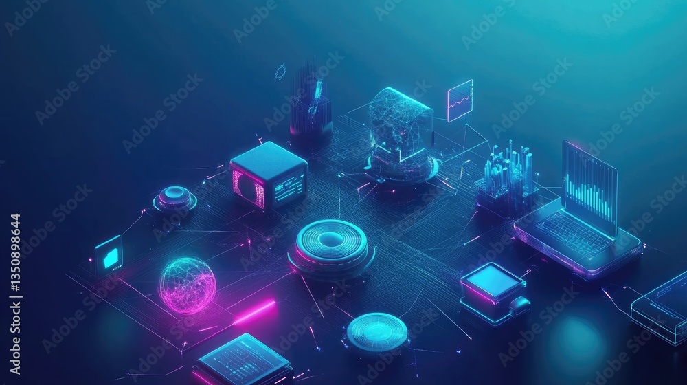 Aufkleber futuristic technology concept with digital elements and data analysis