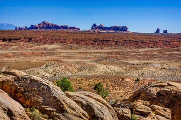 View of the Salt Valley from the Fiery Furnace area of Arches National Park near Moab Utah