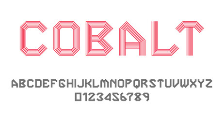 Set of alphabets font letters and numbers modern abstract design with lines vector illustration