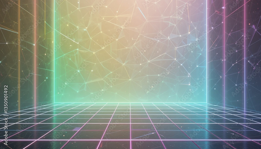 Aufkleber dynamic light display virtual studio digital artwork futuristic environment aerial viewpoint abstrac