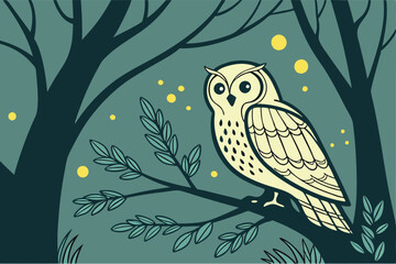 39 Mystical owl portrait, enchanted forest, glowing fireflies, magical atmosphere, twinkling fairy lights, dark teal background, golden hour lighting, detailed feathers, wide-eyed expression, nocturna