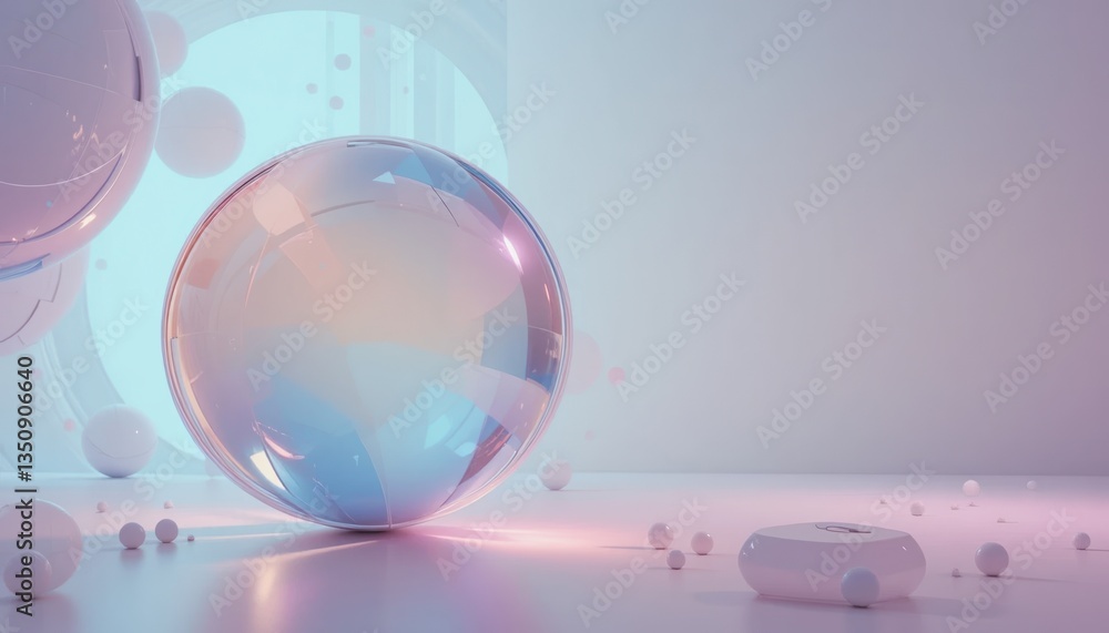 Poster captivating abstract motion of colorful spheres in a minimalist studio setting stunning visual art e