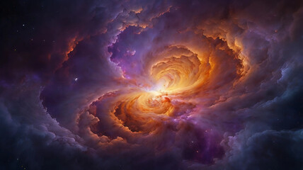 Obraz premium A swirling nebula, showcasing vibrant colors and cosmic textures.