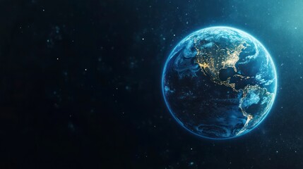 Obraz premium Earth From Space Showing City Lights and Atmospheric Glow