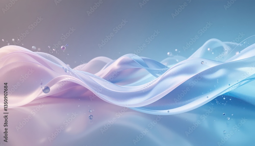 Poster flowing water waves serene studio setting abstract digital art tranquil environment close-up perspec