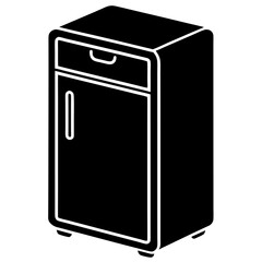 Refrigerator Black Vector Silhouette