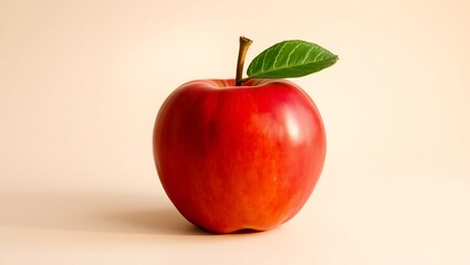 "Ripe Apple with Leaf – Fresh and Natural"