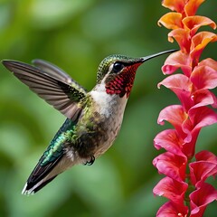 Selective focus shot of a hummingbird in flight