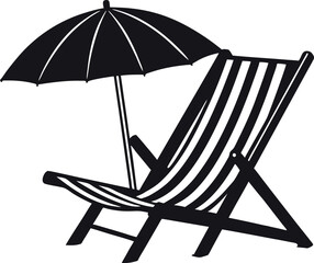 A summer deckchair with umbrella beach chair and umbrella
