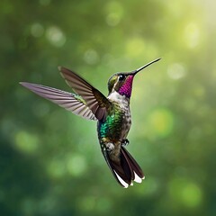 Selective focus shot of a hummingbird in flight