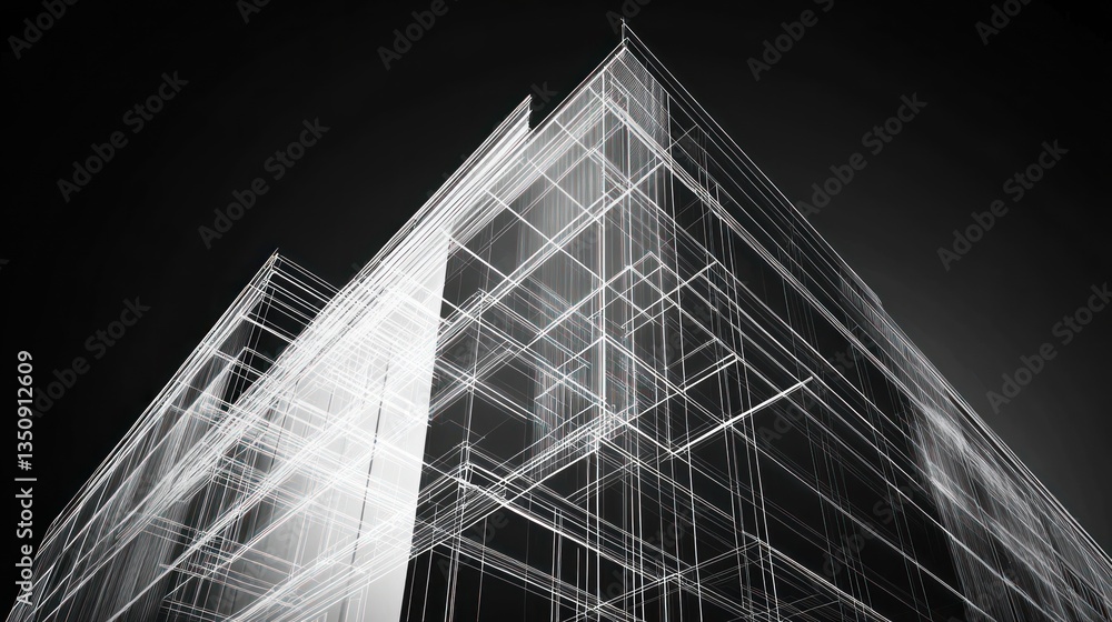 Poster abstract architectural model of a building's structure