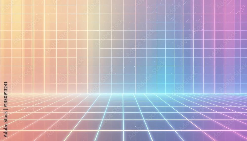Poster dynamic digital grid animation virtual space visual content futuristic environment abstract viewpoin